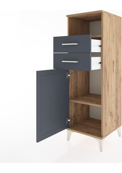 Hyperion Dolap 2 Raflı 2 Çekmeceli Tek Kapaklı 44X44X134 Çam-Antrasit fırsatları