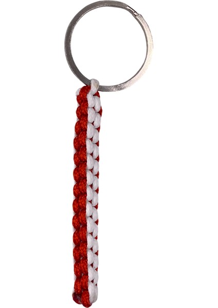 Kırmızı Beyaz Paracord Anahtarlık