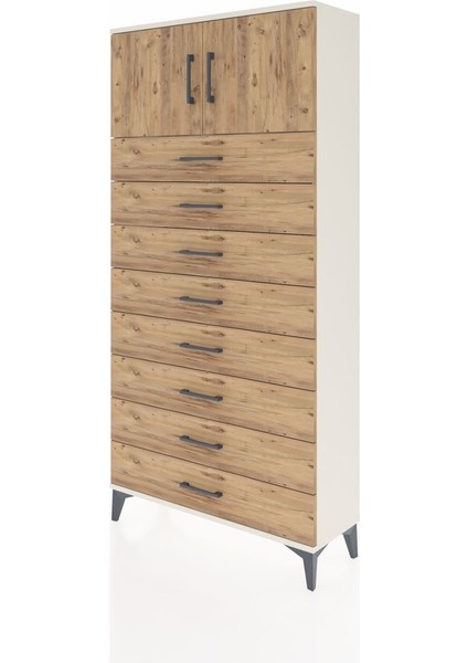 Arges Dolap Tek Raflı 8 Çekmeceli 2 Kapaklı 88X30X182 Aytaşı-Çam modelleri