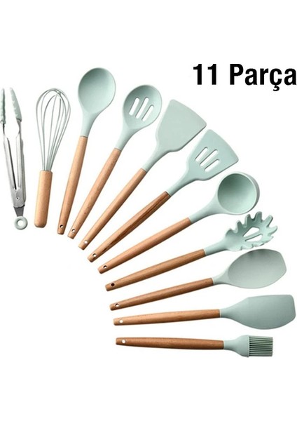 Ezere 11 Parça Silikon Uçlu Ahşap Saplı Mutfak Seti ve Saklama KUTUSU-(1903) fiyatları
