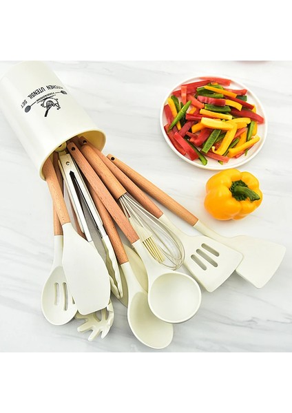 Ezere 11 Parça Silikon Uçlu Ahşap Saplı Mutfak Seti ve Saklama KUTUSU-(1903) fırsatları