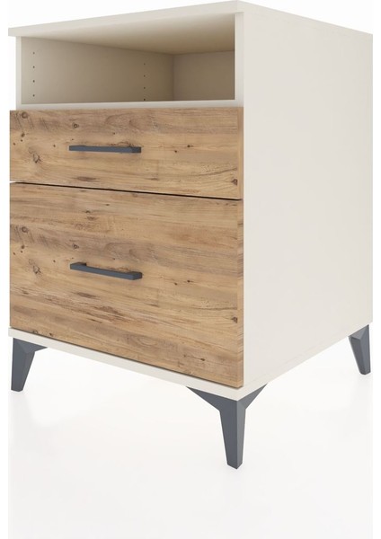 Kronos Komodin Tek Raflı 2 Çekmeceli 60X59X80 Aytaşı-Çam modelleri