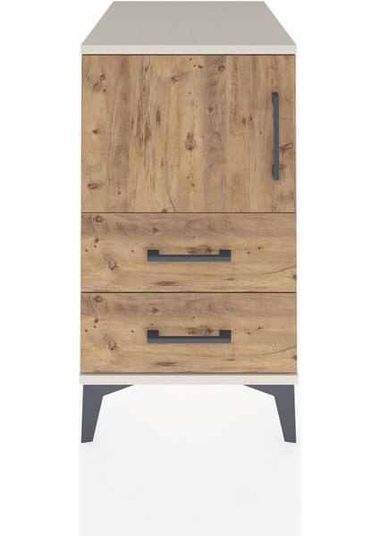 Kronos Komodin 2 Raflı 2 Çekmeceli Tek Kapaklı 44X59X80 Aytaşı-Çam