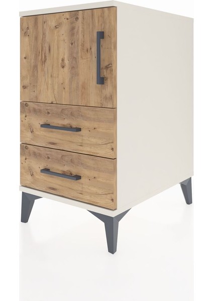 Kronos Komodin 2 Raflı 2 Çekmeceli Tek Kapaklı 44X59X80 Aytaşı-Çam modelleri