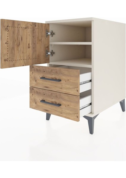 Kronos Komodin 2 Raflı 2 Çekmeceli Tek Kapaklı 44X59X80 Aytaşı-Çam fırsatları