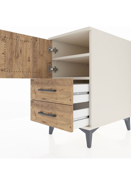 Kronos Komodin 2 Raflı 2 Çekmeceli Tek Kapaklı 44X59X80 Aytaşı-Çam indirimleri