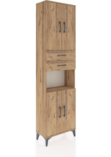 Arges Dolap 4 Raflı 2 Çekmeceli 4 Kapaklı 60X30X221 Çam-Çam fiyatları