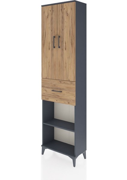 Arges Dolap 4 Raflı Tek Çekmeceli 2 Kapaklı 60X30X221 Antrasit-Çam modelleri