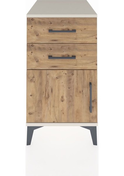 Kronos Komodin Tek Raflı 2 Çekmeceli Tek Kapaklı 44X59X80 Aytaşı-Çam