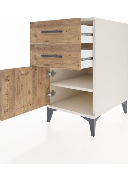 Kronos Komodin Tek Raflı 2 Çekmeceli Tek Kapaklı 44X59X80 Aytaşı-Çam fırsatları