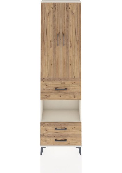 Arges Dolap 3 Raflı 3 Çekmeceli Tek Askılı 60X30X221 Aytaşı-Çam