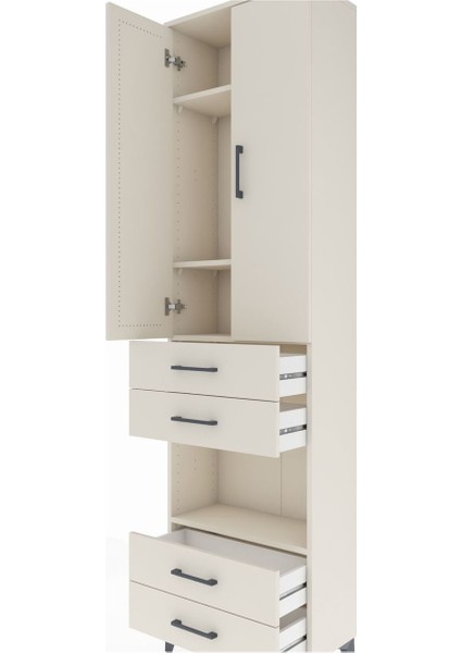 Arges Dolap 4 Raflı 4 Çekmeceli 2 Kapaklı 60X30X221 Aytaşı-Aytaşı indirimleri