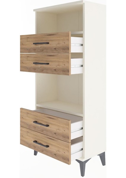 Arges Dolap 2 Raflı 4 Çekmeceli 60X30X134 Aytaşı-Çam fırsatları