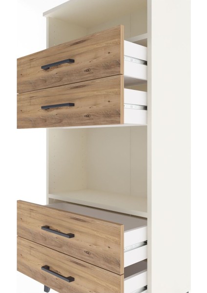 Arges Dolap 2 Raflı 4 Çekmeceli 60X30X134 Aytaşı-Çam indirimleri
