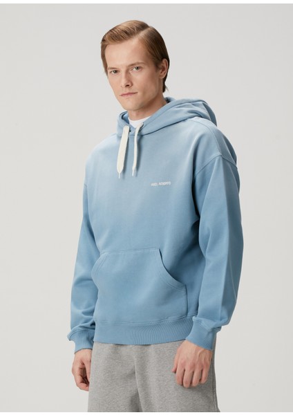 Ethos Mavi Kapüşonlu Organik Pamuk Sweatshirt