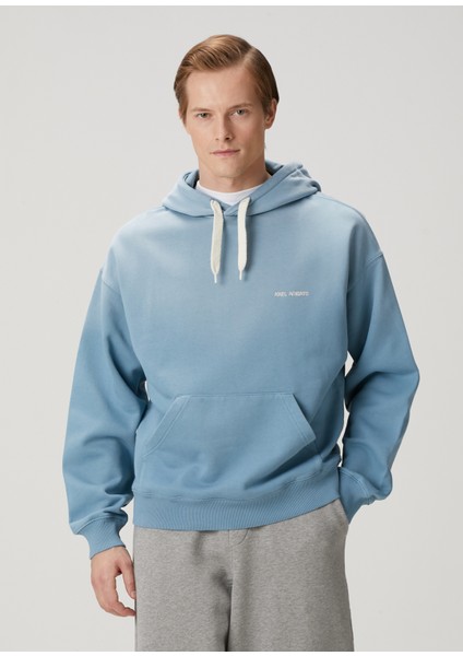 Ethos Mavi Kapüşonlu Organik Pamuk Sweatshirt modelleri