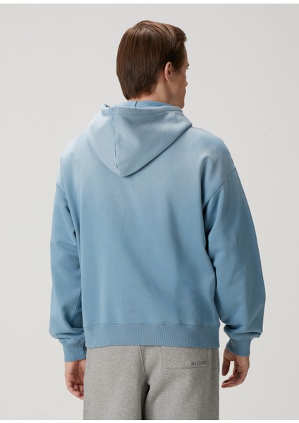 Ethos Mavi Kapüşonlu Organik Pamuk Sweatshirt fırsatları