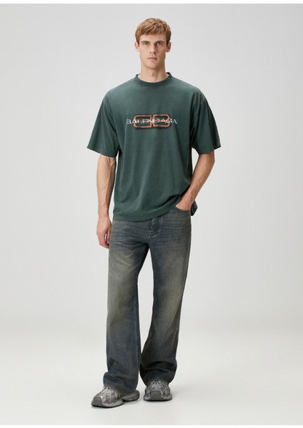 Medium Fit Bb Icon Koyu Yeşil Logo Baskılı T-Shirt fiyatları