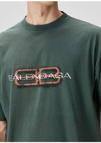 Medium Fit Bb Icon Koyu Yeşil Logo Baskılı T-Shirt indirimleri