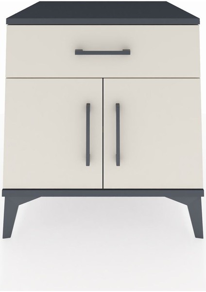 Kronos Komodin Tek Raflı Tek Çekmeceli 2 Kapaklı 60X59X64 Antrasit-Aytaşı