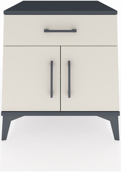 Kronos Komodin Tek Raflı Tek Çekmeceli 2 Kapaklı 60X59X64 Antrasit-Aytaşı fiyatları