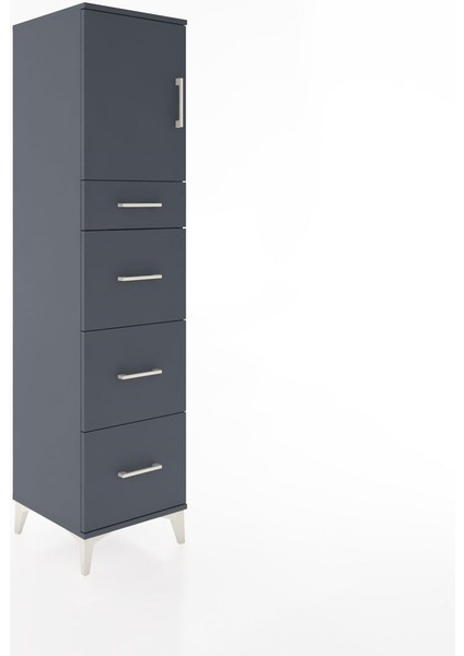 Hyperion Dolap Tek Raflı 4 Çekmeceli Tek Kapaklı 44X44X182 Antrasit-Antrasit fiyatları