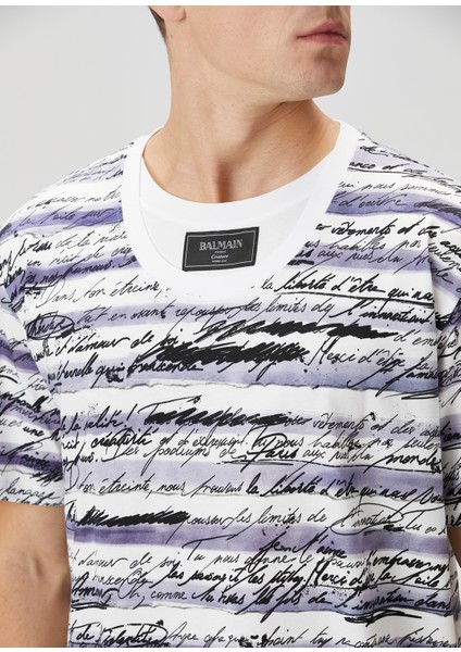 Lacivert Beyaz Yazı Baskılı T-Shirt indirimleri