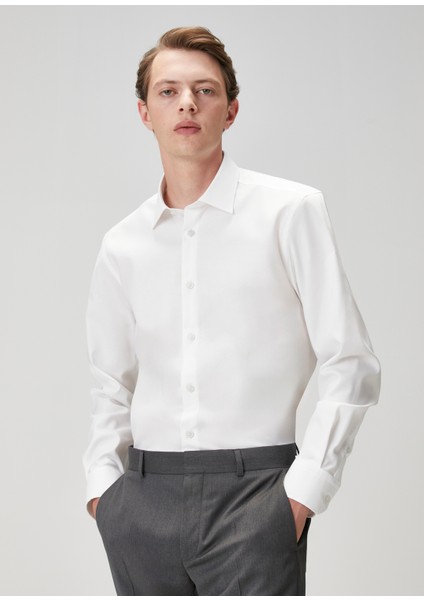 Comfort Fit Beyaz Non-Iron Twill Gömlek fırsatları