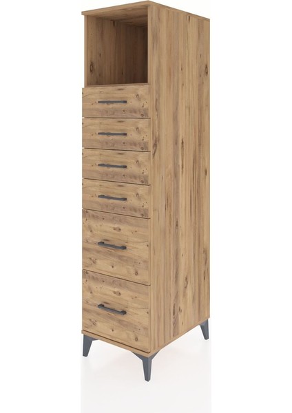 Kronos Dolap Tek Raflı 6 Çekmeceli 44X59X182 Çam-Çam modelleri