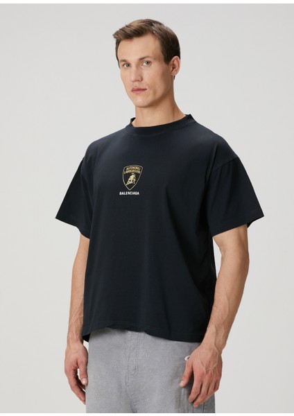 Siyah Logo Baskılı T-Shirt modelleri