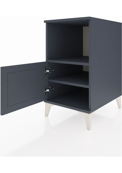 Kronos Komodin 2 Raflı Tek Kapaklı 44X59X80 Antrasit-Antrasit fırsatları