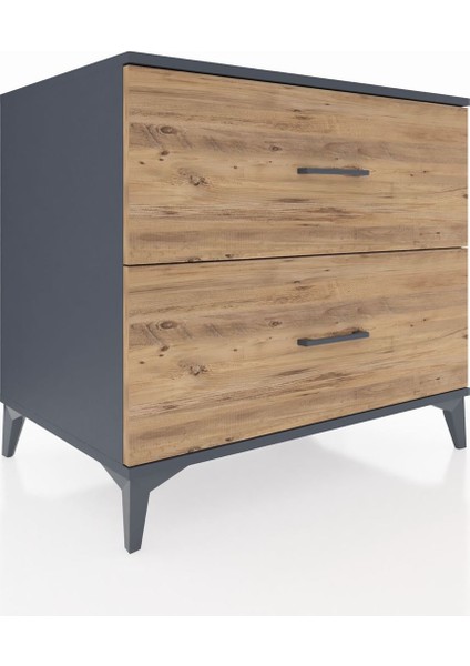 Kronos Şifonyer 2 Çekmeceli 88X59X80 Antrasit-Çam fiyatları