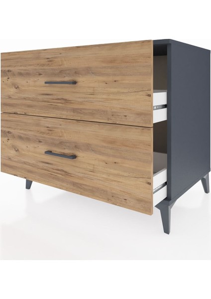 Kronos Şifonyer 2 Çekmeceli 88X59X80 Antrasit-Çam fırsatları