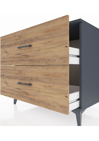 Kronos Şifonyer 2 Çekmeceli 88X59X80 Antrasit-Çam indirimleri
