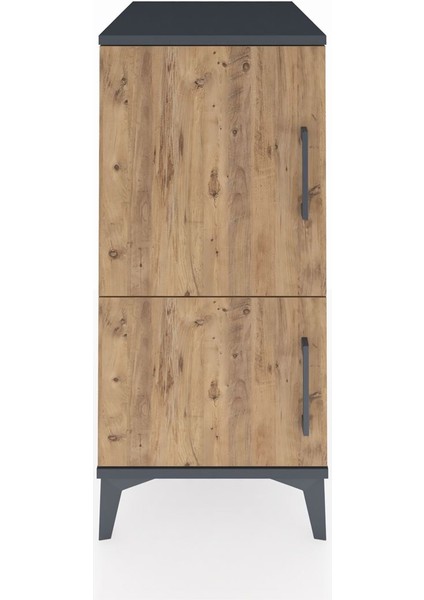 Kronos Komodin 3 Raflı 2 Kapaklı 44X59X96 Antrasit-Çam