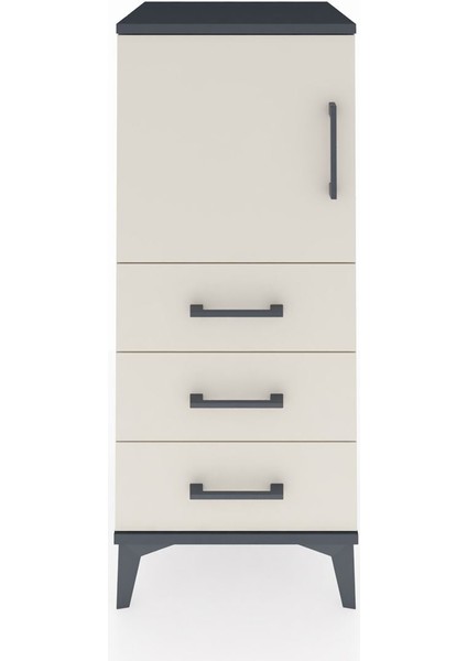 Hyperion Komodin 2 Raflı 3 Çekmeceli Tek Kapaklı 44X44X106 Antrasit-Aytaşı