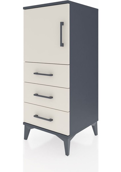 Hyperion Komodin 2 Raflı 3 Çekmeceli Tek Kapaklı 44X44X106 Antrasit-Aytaşı modelleri