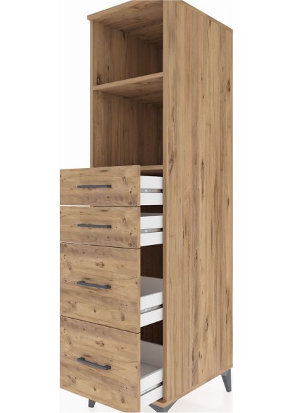 Kronos Dolap 2 Raflı 4 Çekmeceli 44X59X182 Çam-Çam indirimleri