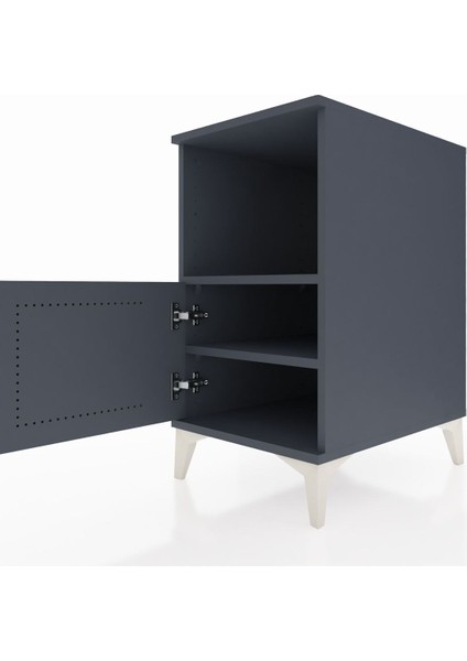 Kronos Komodin 2 Raflı Tek Kapaklı 44X59X80 Antrasit-Antrasit indirimleri