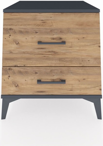 Kronos Komodin 2 Çekmeceli 60X59X64 Antrasit-Çam fiyatları