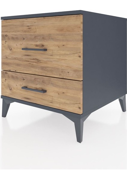 Kronos Komodin 2 Çekmeceli 60X59X64 Antrasit-Çam indirimleri