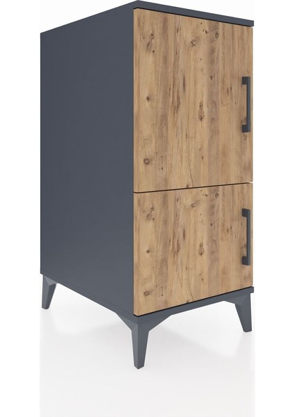 Kronos Komodin 3 Raflı 2 Kapaklı 44X59X96 Antrasit-Çam fiyatları