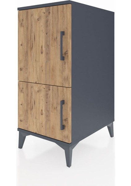 Kronos Komodin 3 Raflı 2 Kapaklı 44X59X96 Antrasit-Çam modelleri