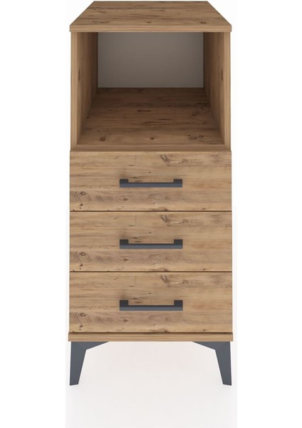 Kronos Komodin Tek Raflı 3 Çekmeceli 44X59X96 Çam-Çam