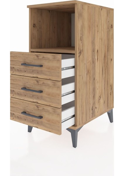 Kronos Komodin Tek Raflı 3 Çekmeceli 44X59X96 Çam-Çam fırsatları