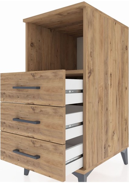 Kronos Komodin Tek Raflı 3 Çekmeceli 44X59X96 Çam-Çam indirimleri
