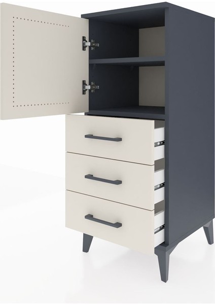 Hyperion Komodin 2 Raflı 3 Çekmeceli Tek Kapaklı 44X44X106 Antrasit-Aytaşı fırsatları