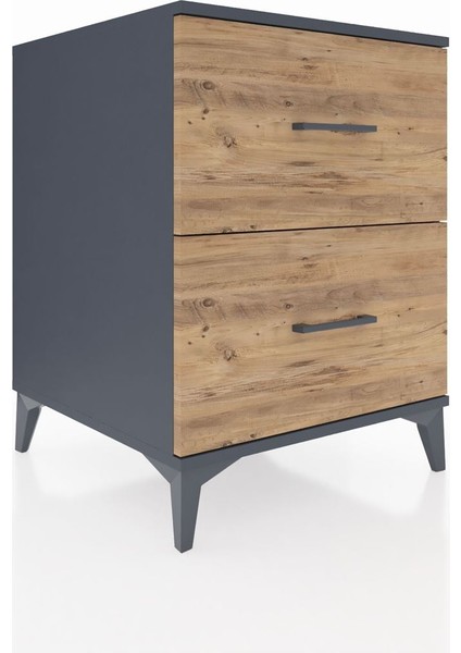 Kronos Komodin 2 Çekmeceli 60X59X80 Antrasit-Çam fiyatları