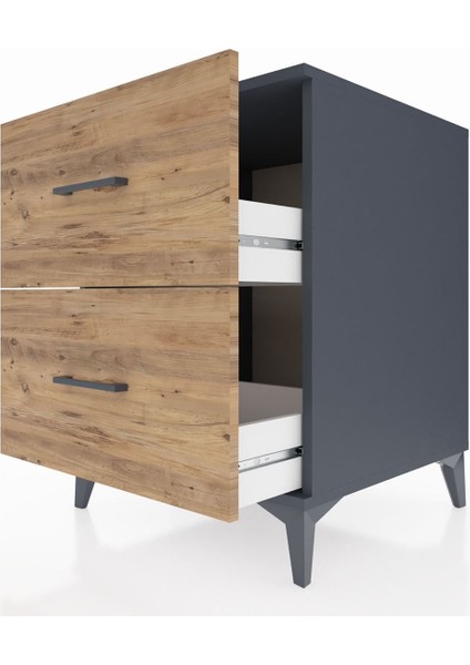 Kronos Komodin 2 Çekmeceli 60X59X80 Antrasit-Çam indirimleri