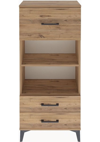 Arges Dolap 2 Raflı 3 Çekmeceli 60X30X134 Çam-Çam